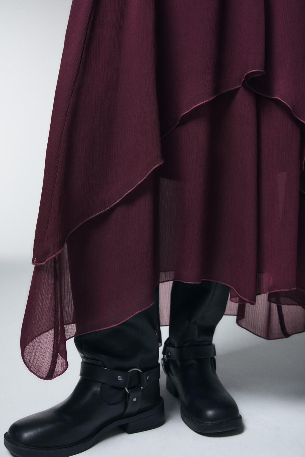 Юбка-трапеция миди асимметричная - цвет бордовый - 5