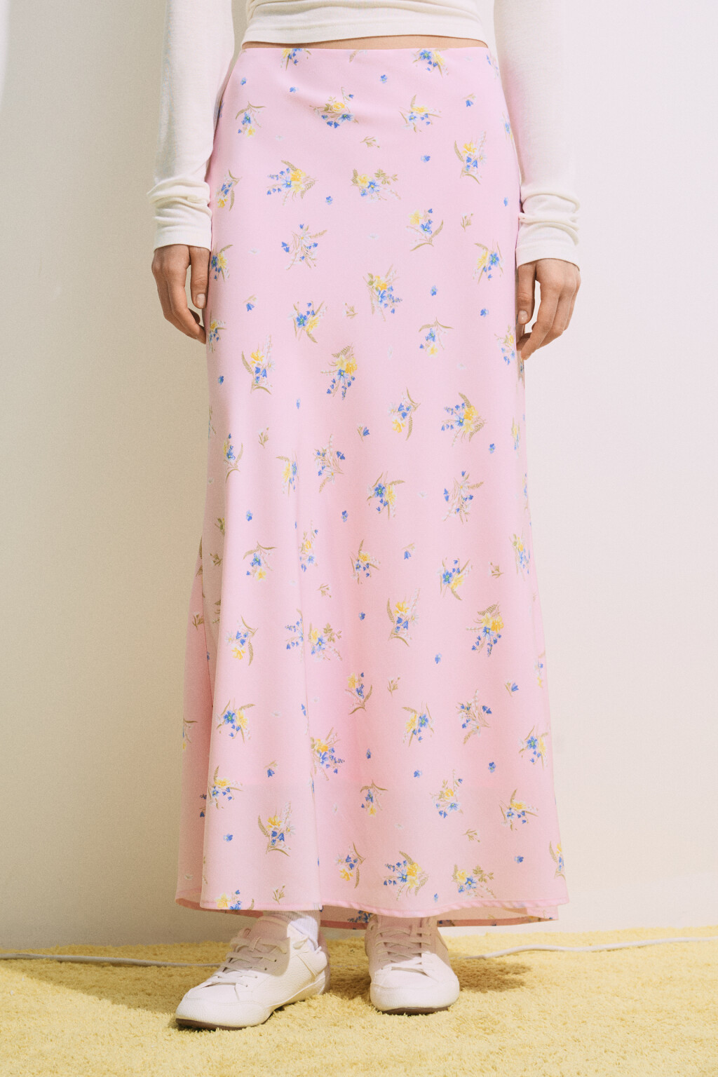 Юбка-годе макси с цветочным принтом - цвет розовый - 3