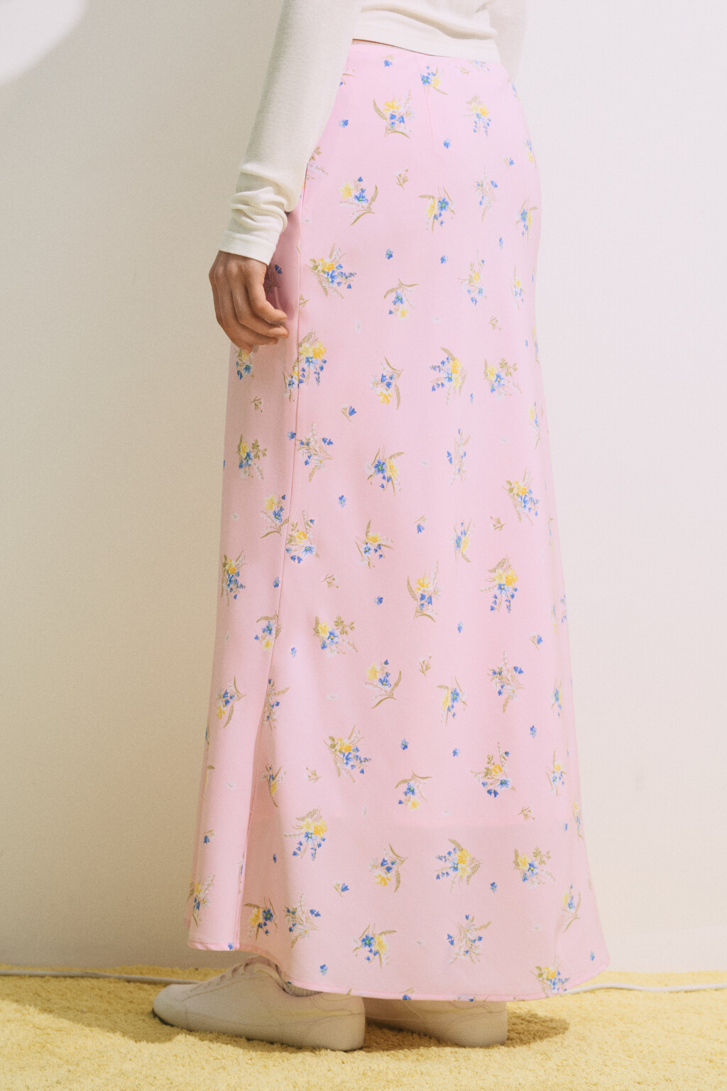 Юбка-годе макси с цветочным принтом - цвет розовый - 4