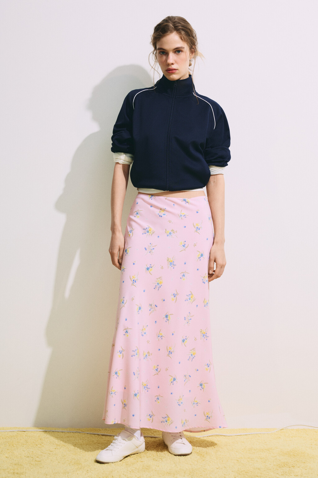 Юбка-годе макси с цветочным принтом - цвет розовый - 5