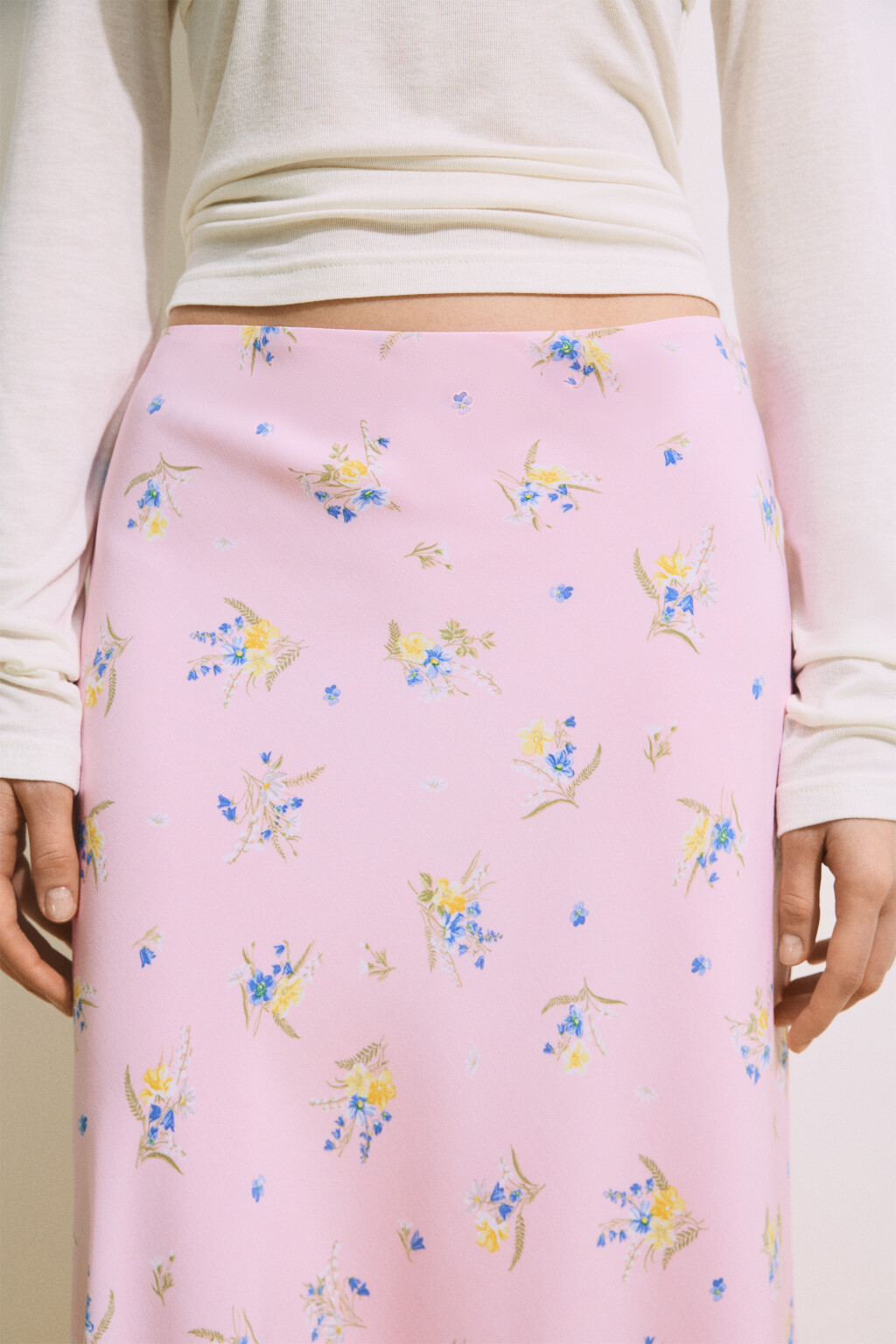 Юбка-годе макси с цветочным принтом - цвет розовый - 6