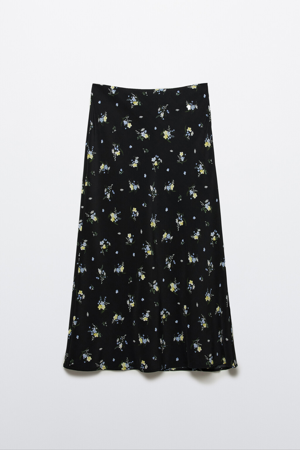 Юбка-годе макси с цветочным принтом - цвет черный - 1