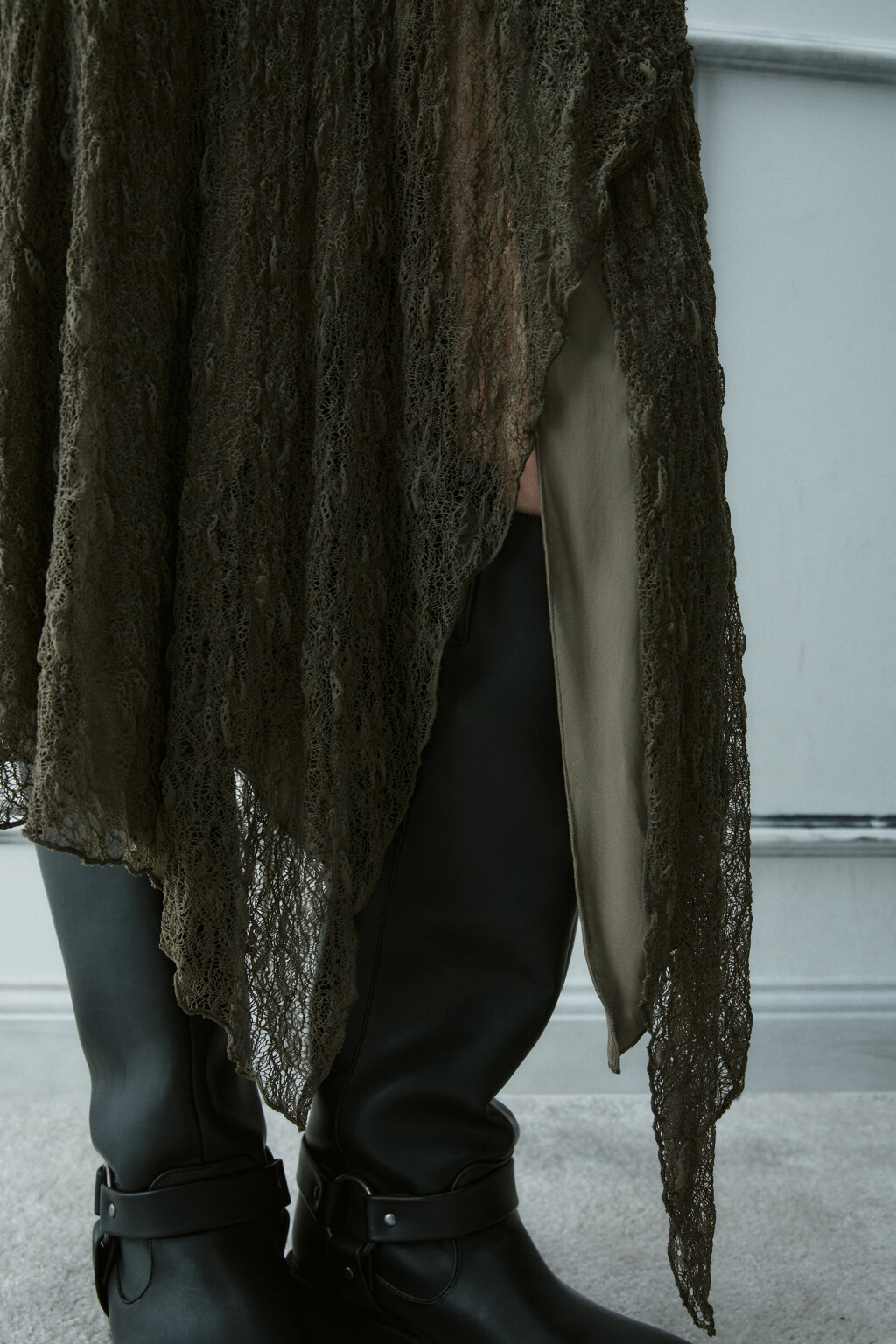 Юбка миди из кружева асимметричная - цвет зеленый - 6