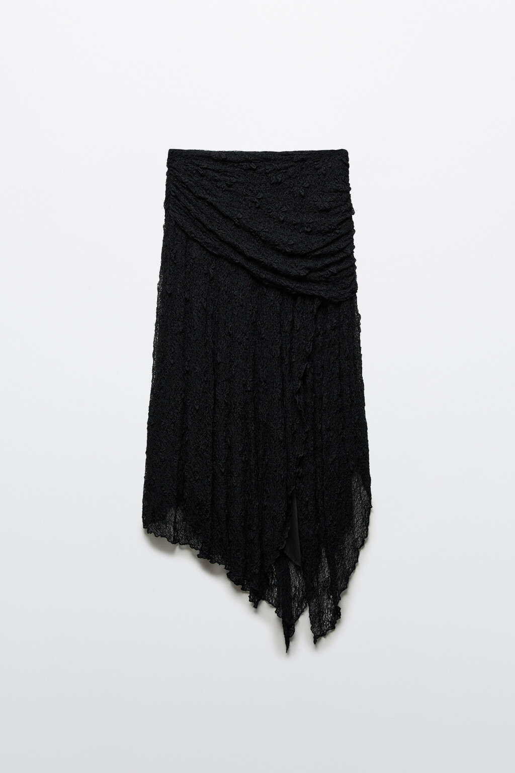 Юбка миди асимметричная - цвет черный - 1