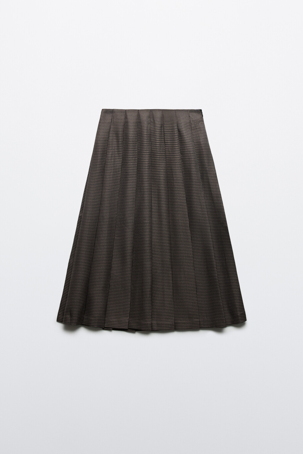 Юбка миди клетчатая в складку - цвет коричневый - 1