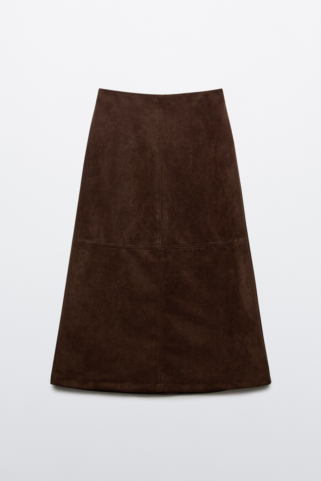 Юбка миди с замшевой фактурой - цвет коричневый - 8