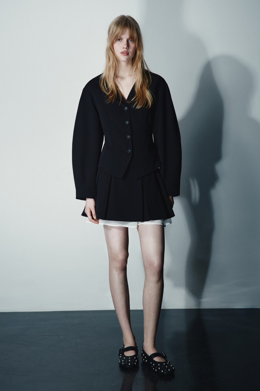 Платье-жакет мини с двойной юбкой - цвет черный - 3