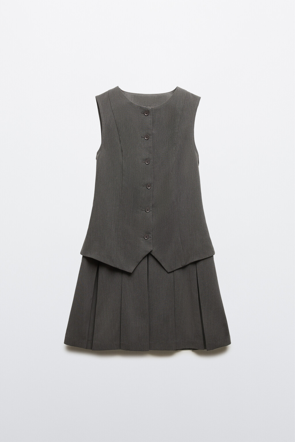 Платье мини костюмное с жилеткой - цвет серый - 1