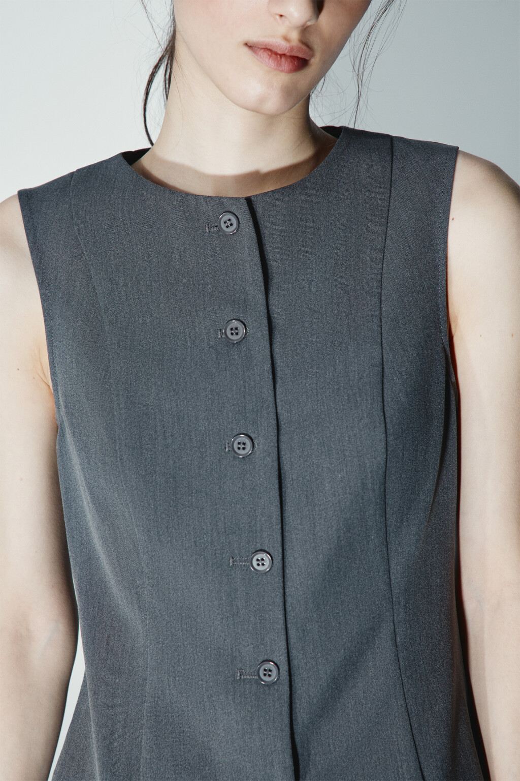 Платье мини костюмное с жилеткой - цвет серый - 5