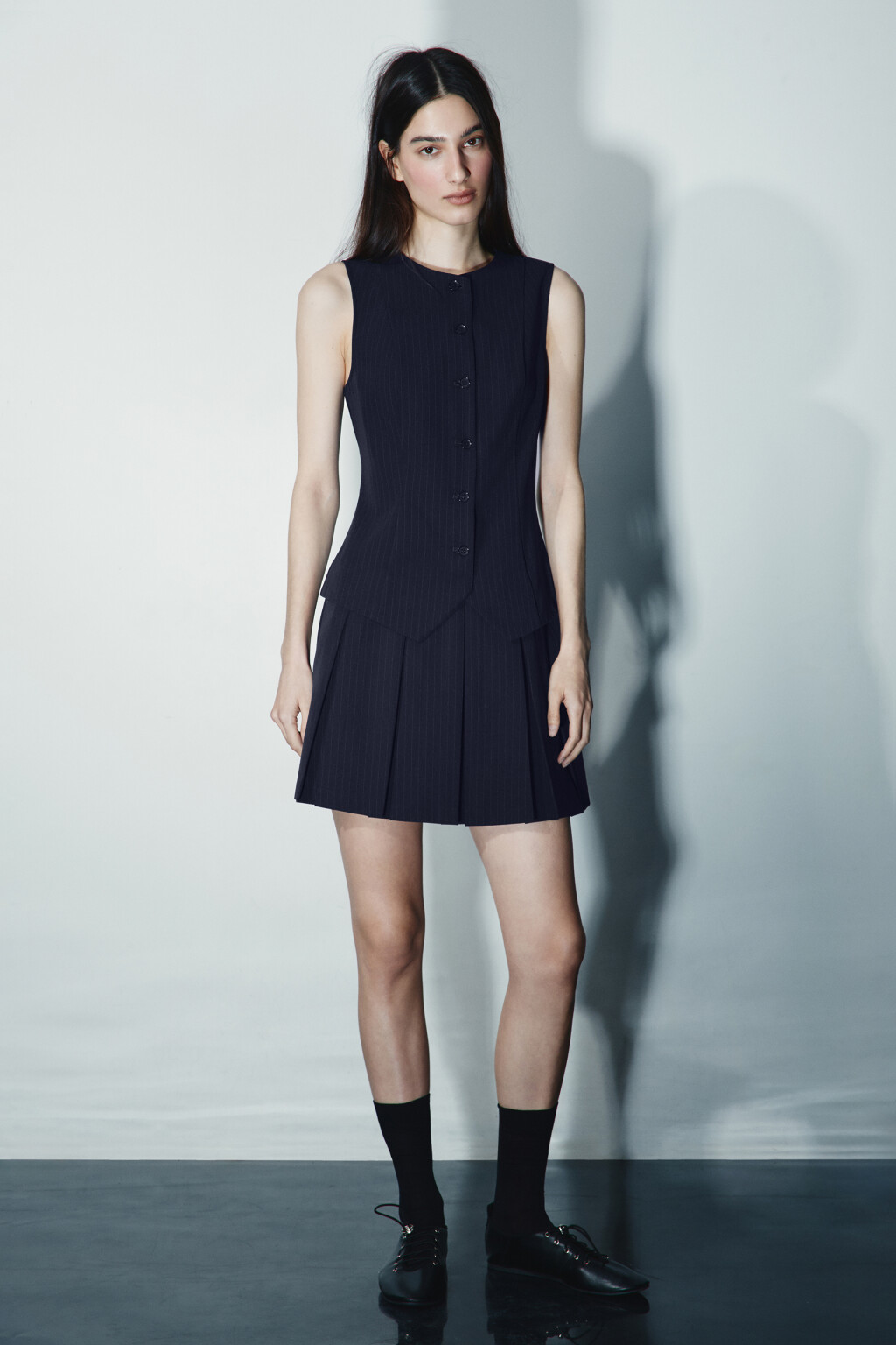 Платье мини костюмное с жилеткой - цвет синий - 5