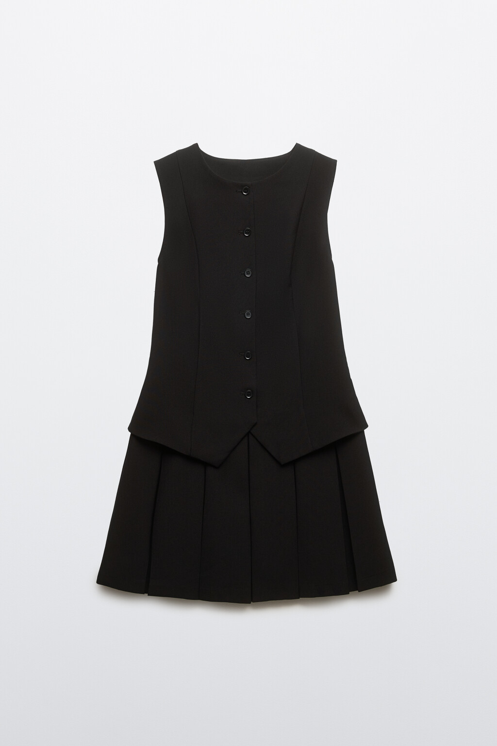Платье мини костюмное с жилеткой - цвет черный - 1