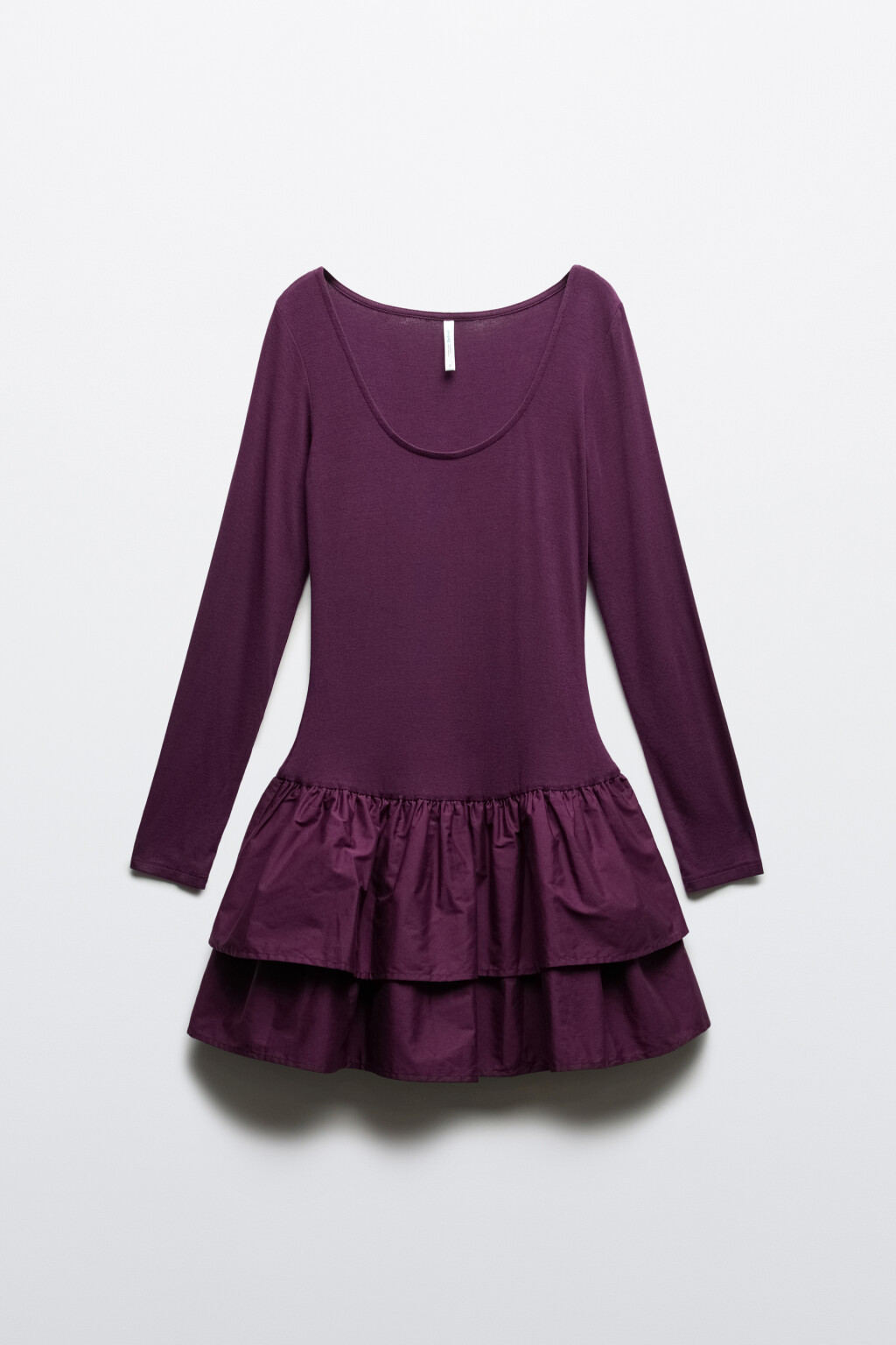 Платье мини с воланами - цвет фиолетовый - 1