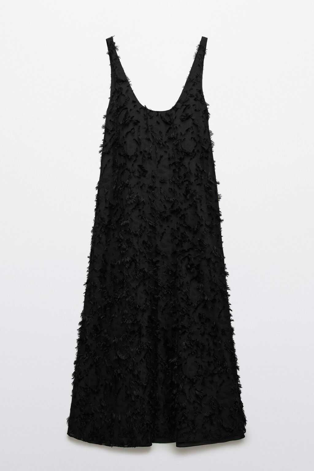 Платье-трапеция миди ажурное - цвет черный - 6