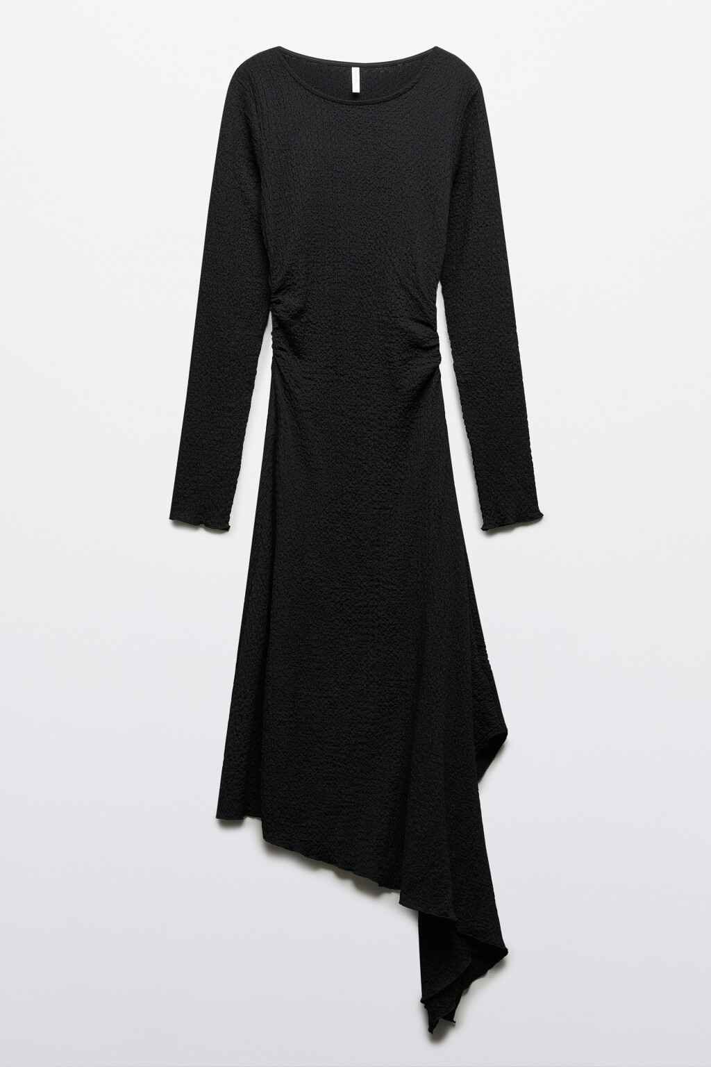 Платье макси асимметричное из жатой ткани - цвет черный - 1