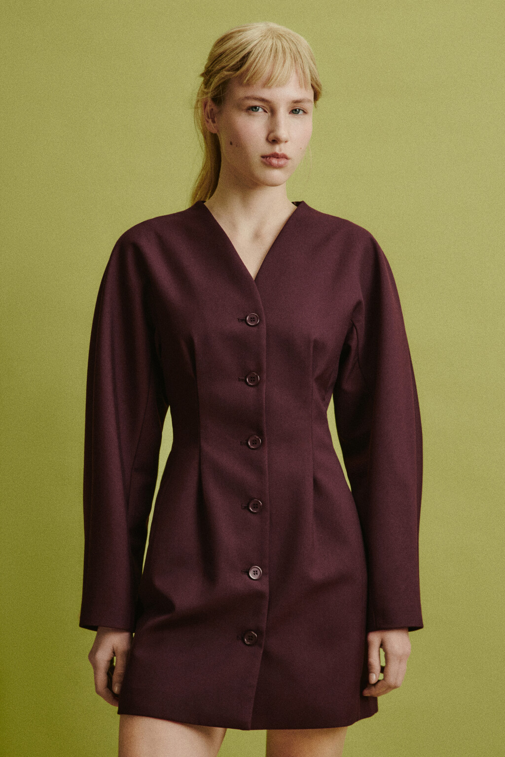 Платье-пиджак мини с рукавами-фонариками - цвет красный - 4