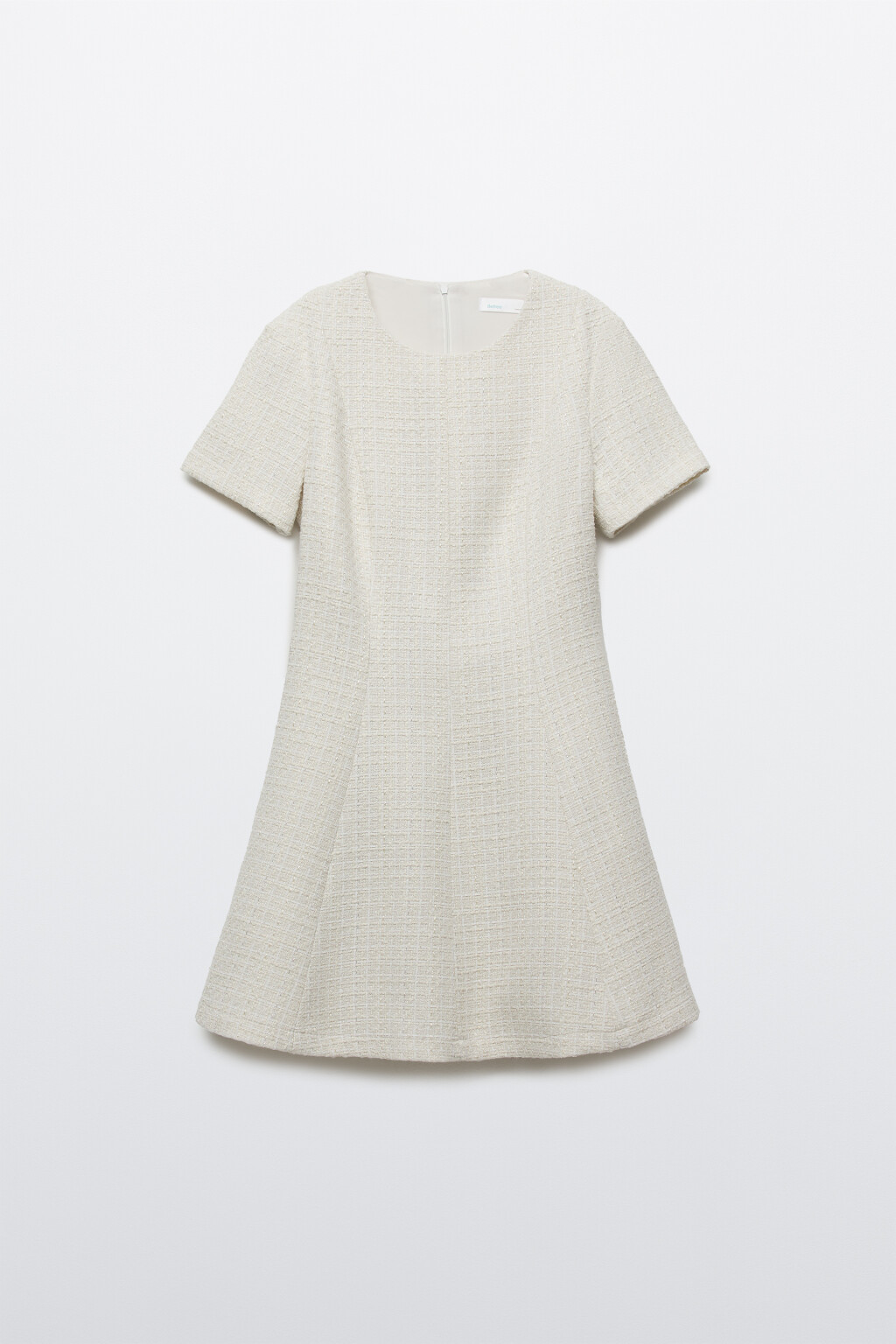 Платье мини приталенное твидовое - цвет молочный - 1