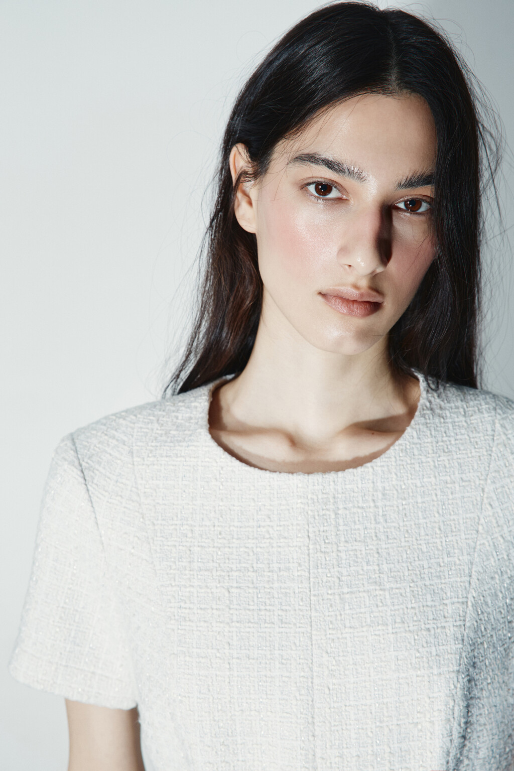 Платье мини приталенное твидовое - цвет молочный - 5