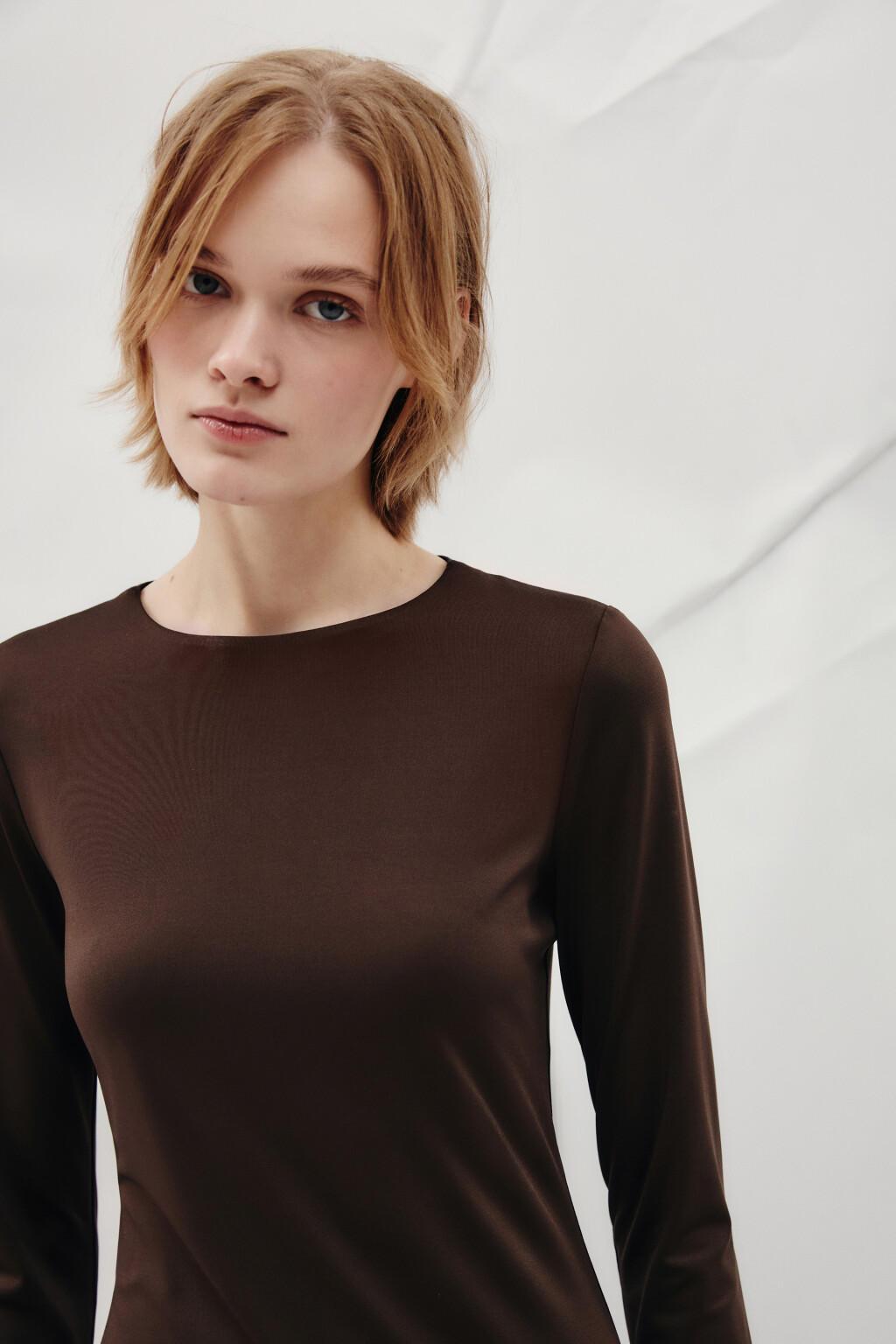 Платье макси с юбкой из сетки - цвет коричневый - 6