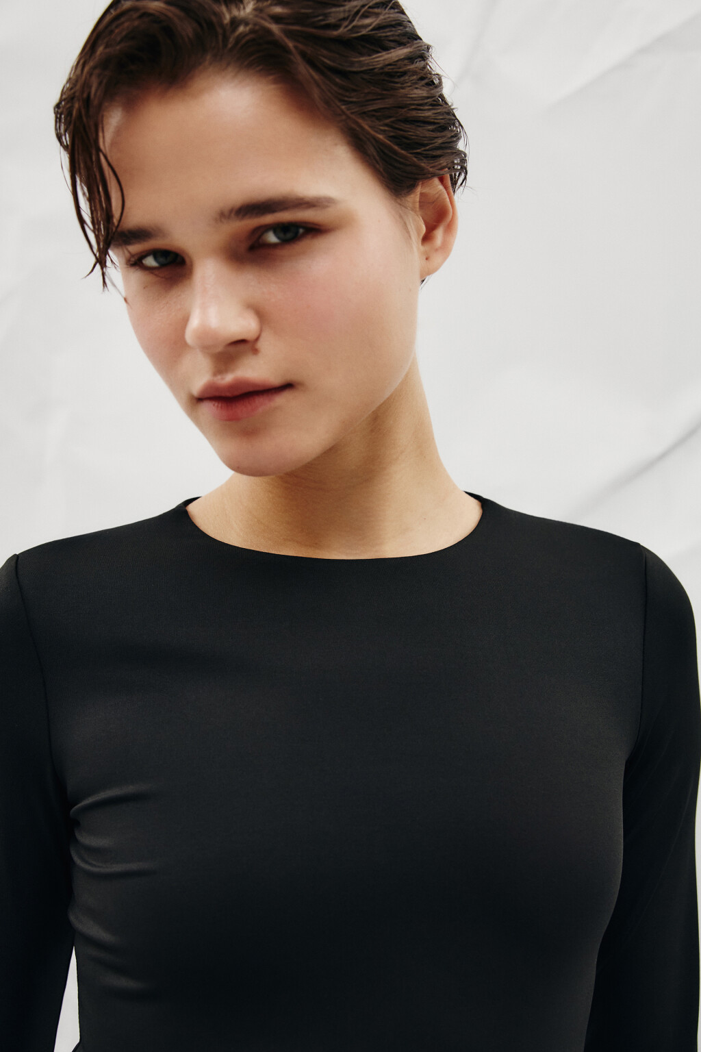 Платье макси с юбкой из сетки - цвет черный - 5