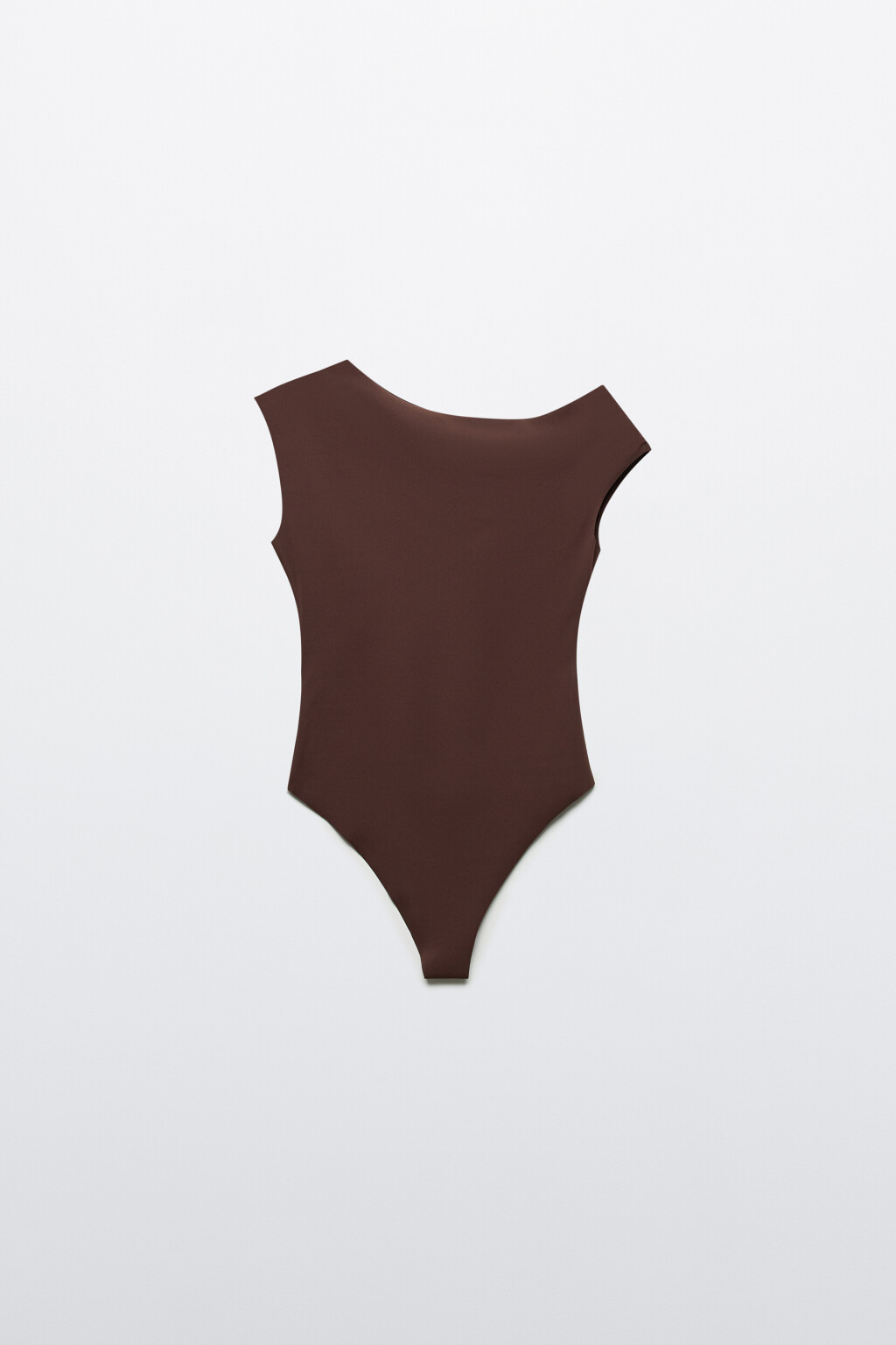 Блузка-боди с открытым плечом - цвет коричневый - 1