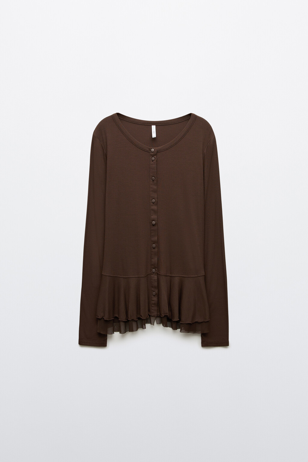 Лонгслив с сетчатой баской - цвет коричневый - 7