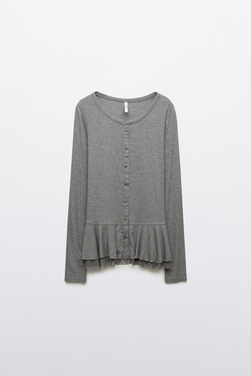 Лонгслив с сетчатой баской - цвет серый - 1