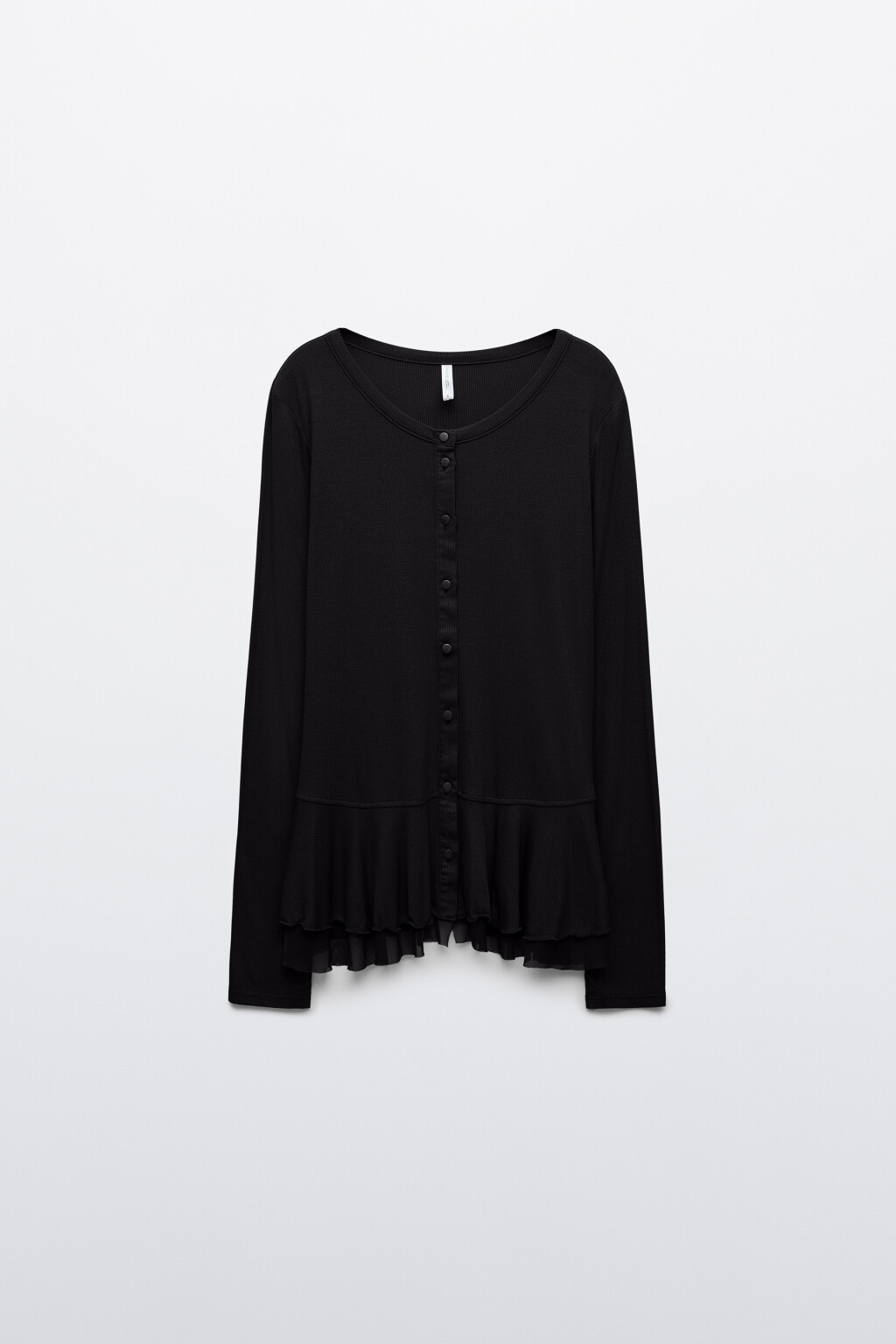 Лонгслив с сетчатой баской - цвет черный - 1