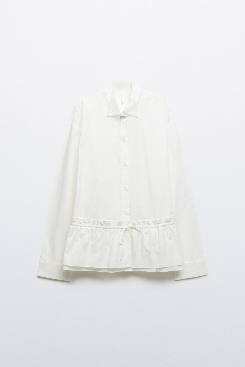 Рубашка с баской на завязке - цвет белый - 1