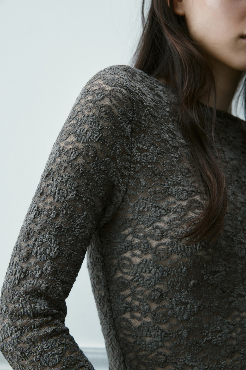 Блузка-боди кружевная - цвет зеленый - 6