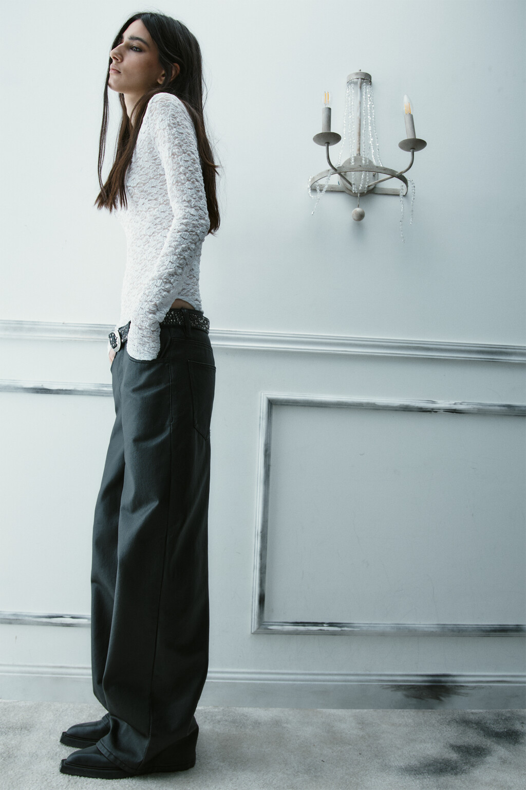 Блузка-боди кружевная - цвет белый - 2