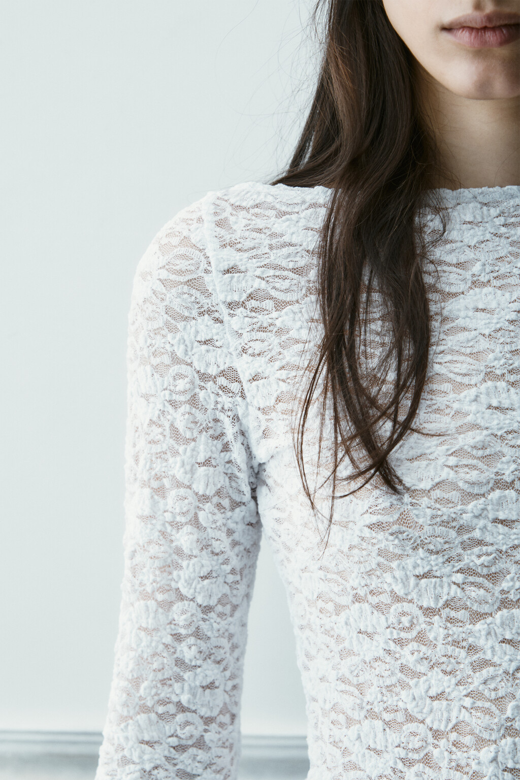 Блузка-боди кружевная - цвет белый - 6