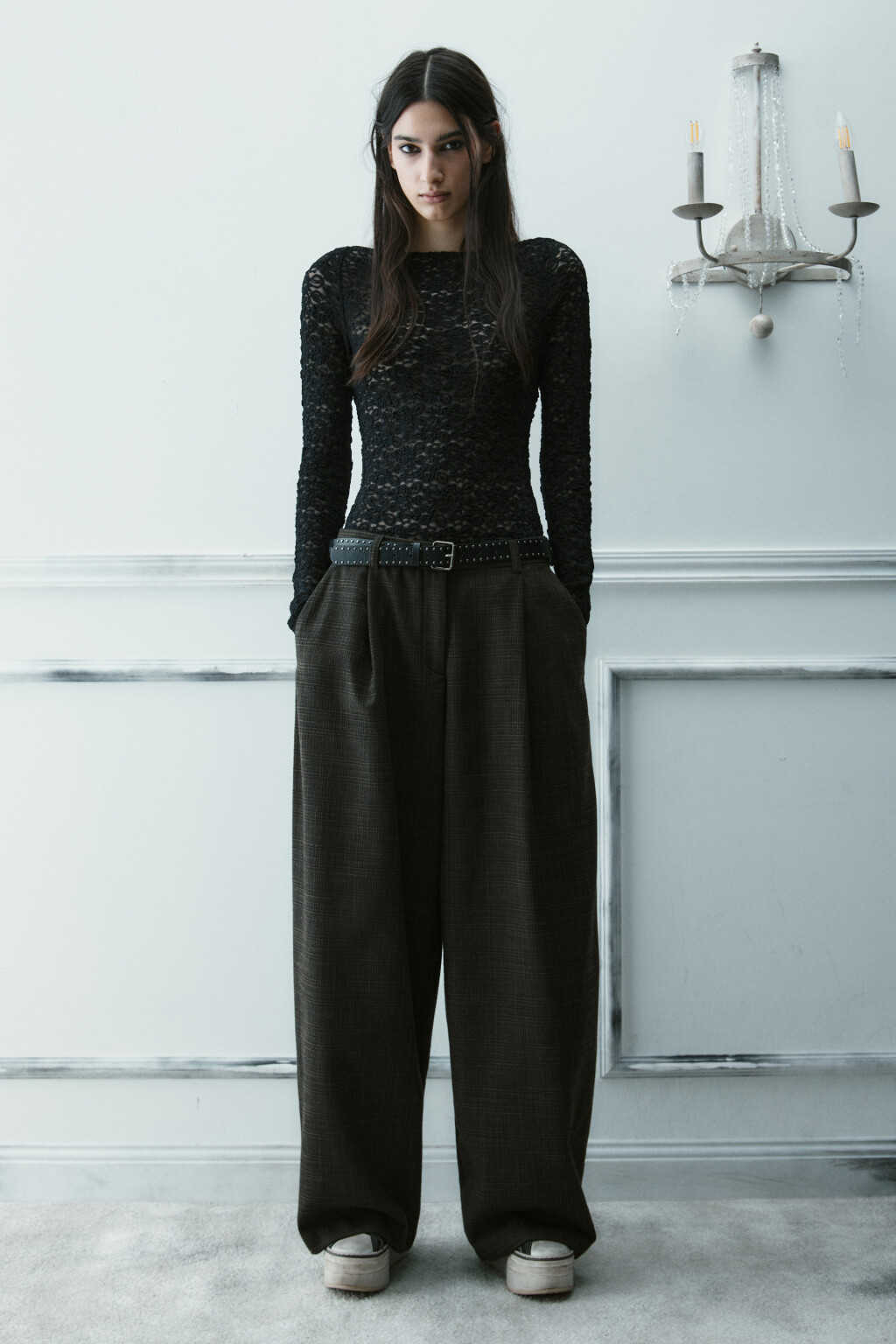 Блузка-боди кружевная - цвет черный - 5