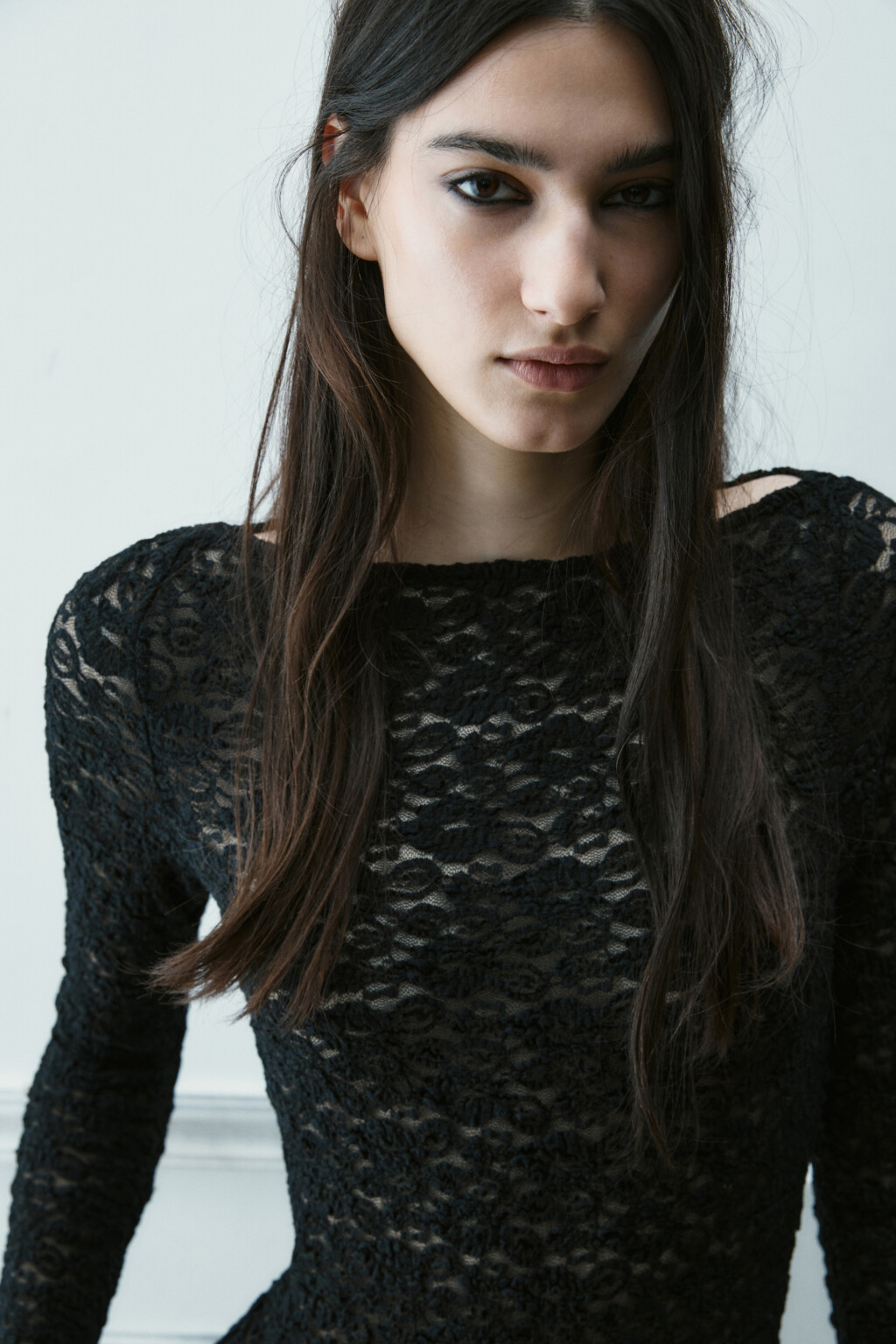 Блузка-боди кружевная - цвет черный - 6