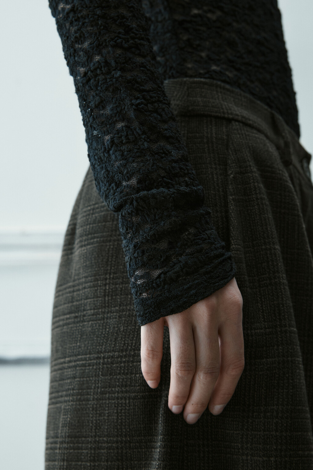 Блузка-боди кружевная - цвет черный - 7