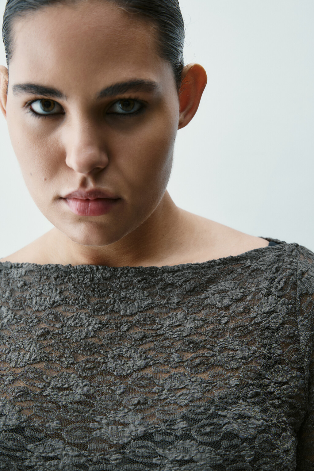 Блузка-боди кружевная - цвет зеленый - 5