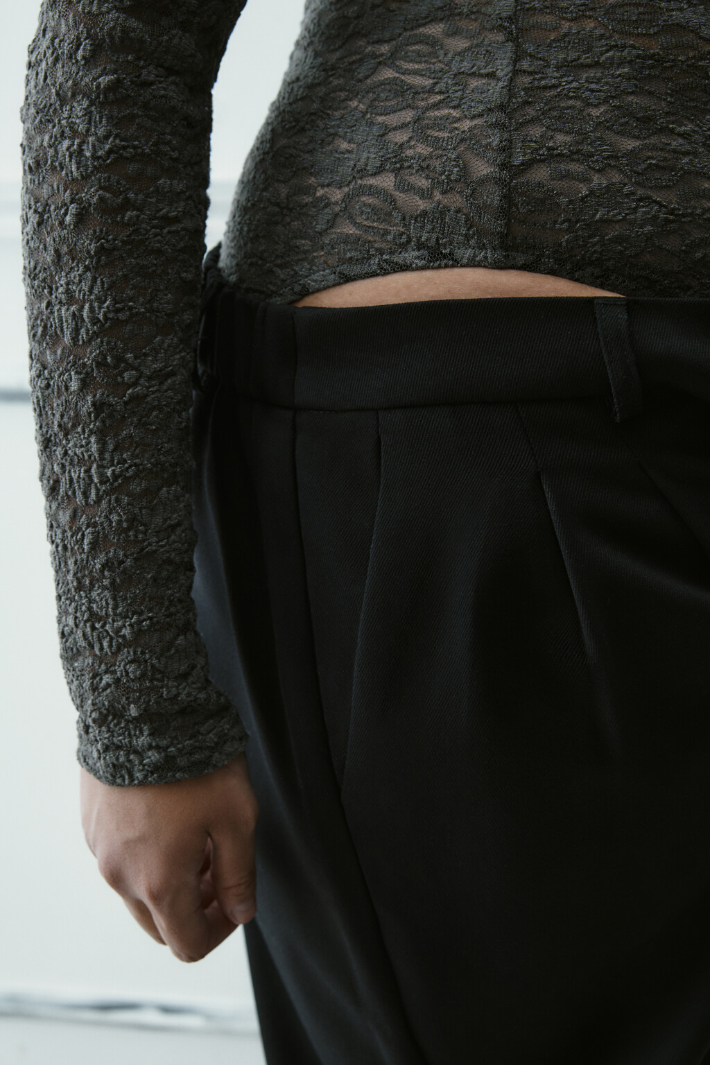 Блузка-боди кружевная - цвет зеленый - 6