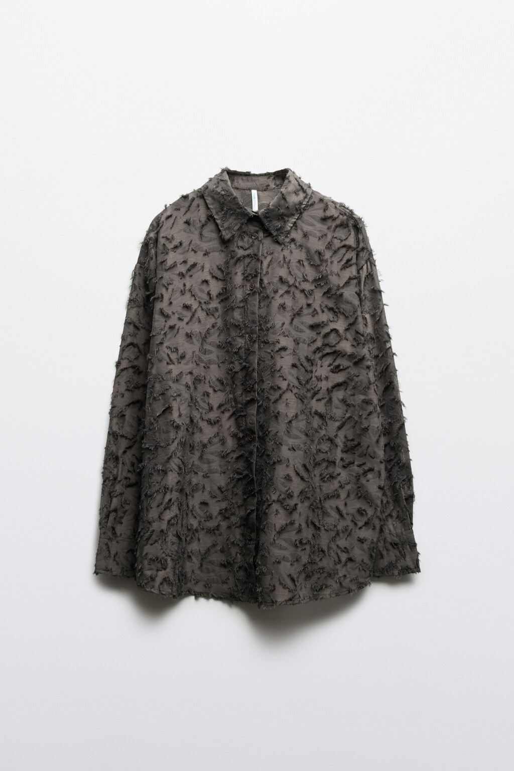 Рубашка рваная из шифона - цвет серый - 1