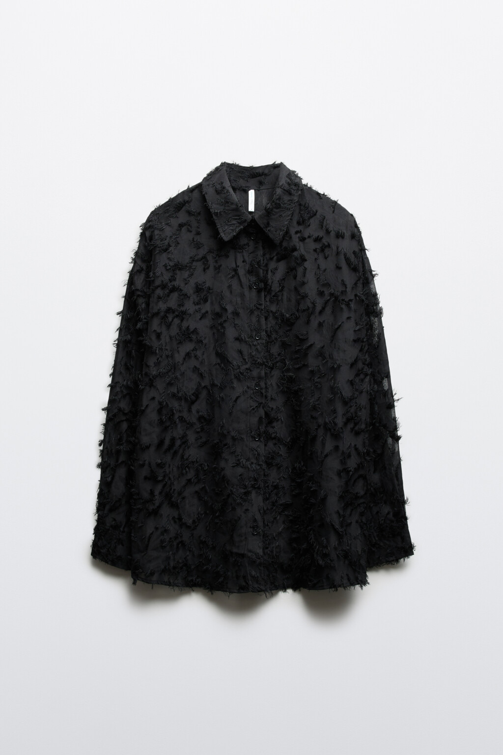 Рубашка рваная из шифона - цвет черный - 3