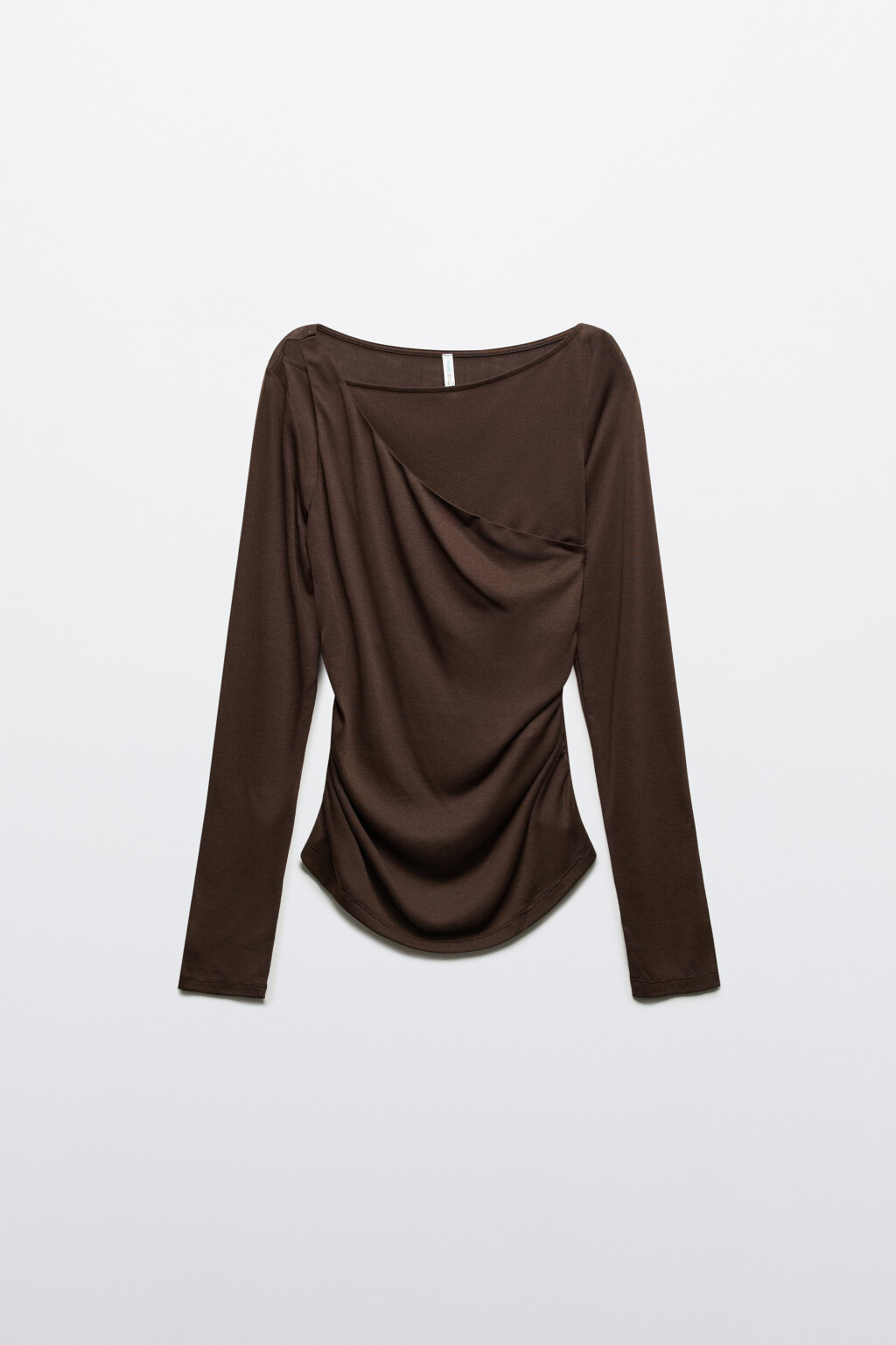 Лонгслив двухслойный с драпировкой - цвет коричневый - 7