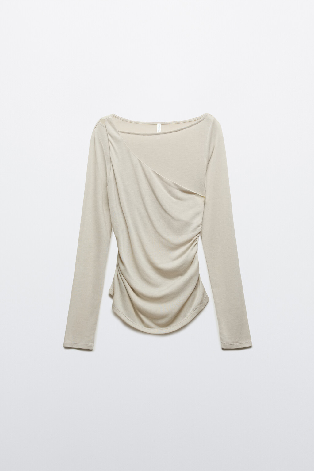 Лонгслив двухслойный с драпировкой - цвет молочный - 7