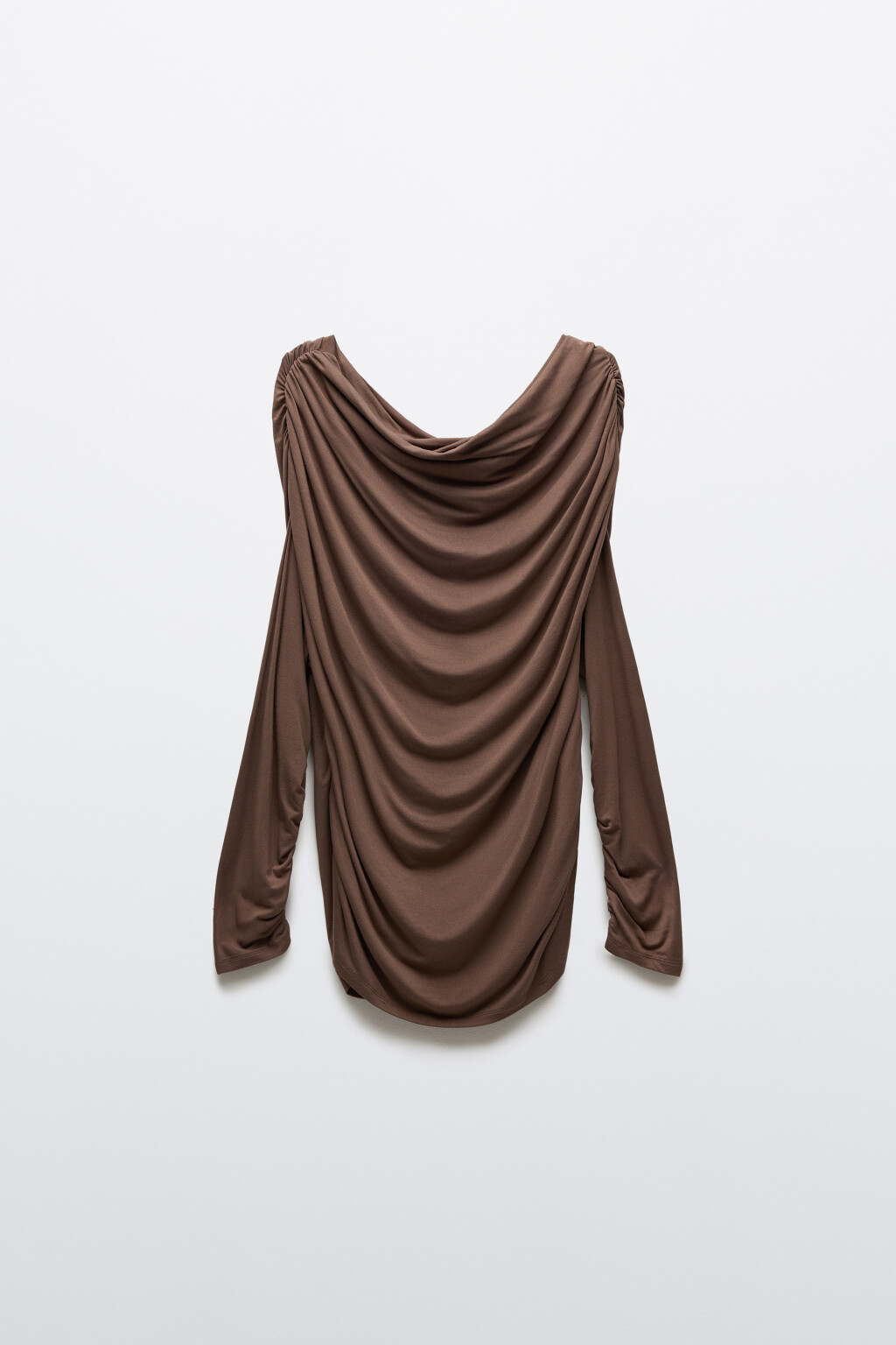 Блузка off-shoulders с драпировками - цвет коричневый - 1