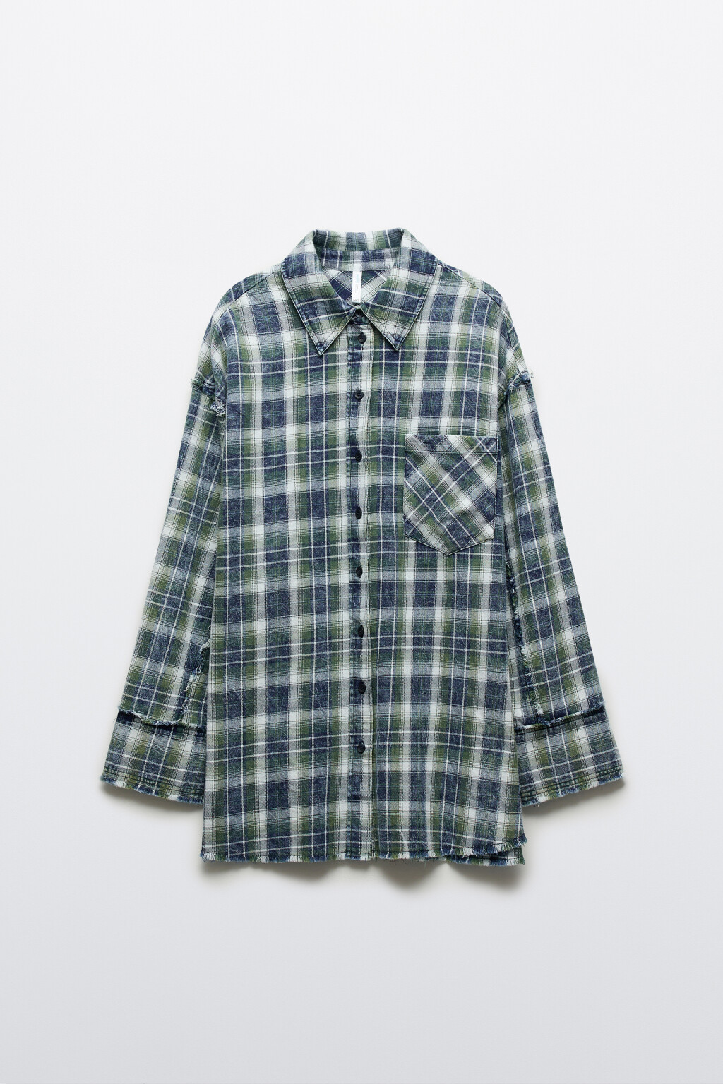 Рубашка рваная с вареным эффектом - цвет зеленый - 7