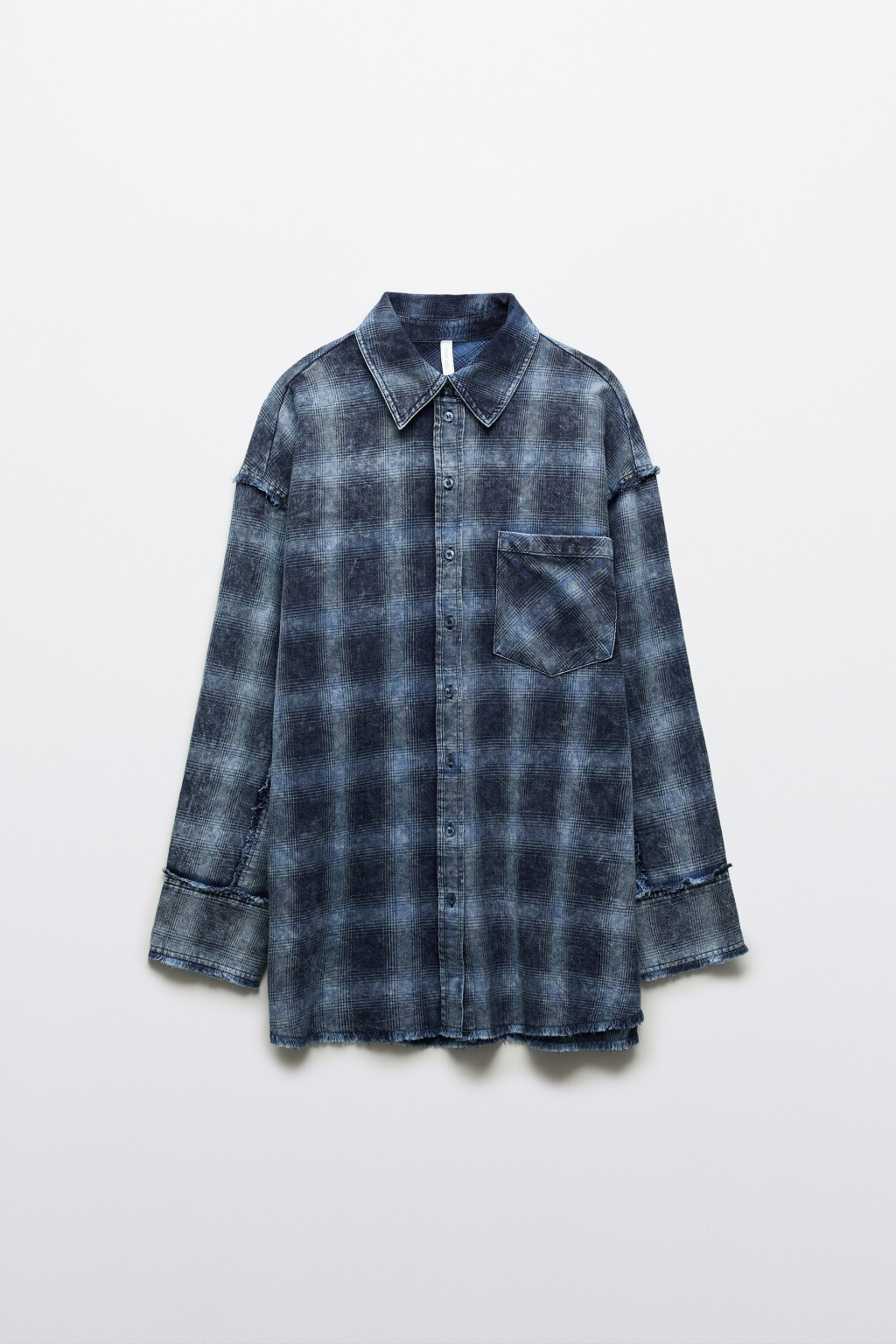 Рубашка рваная с вареным эффектом - цвет синий - 7