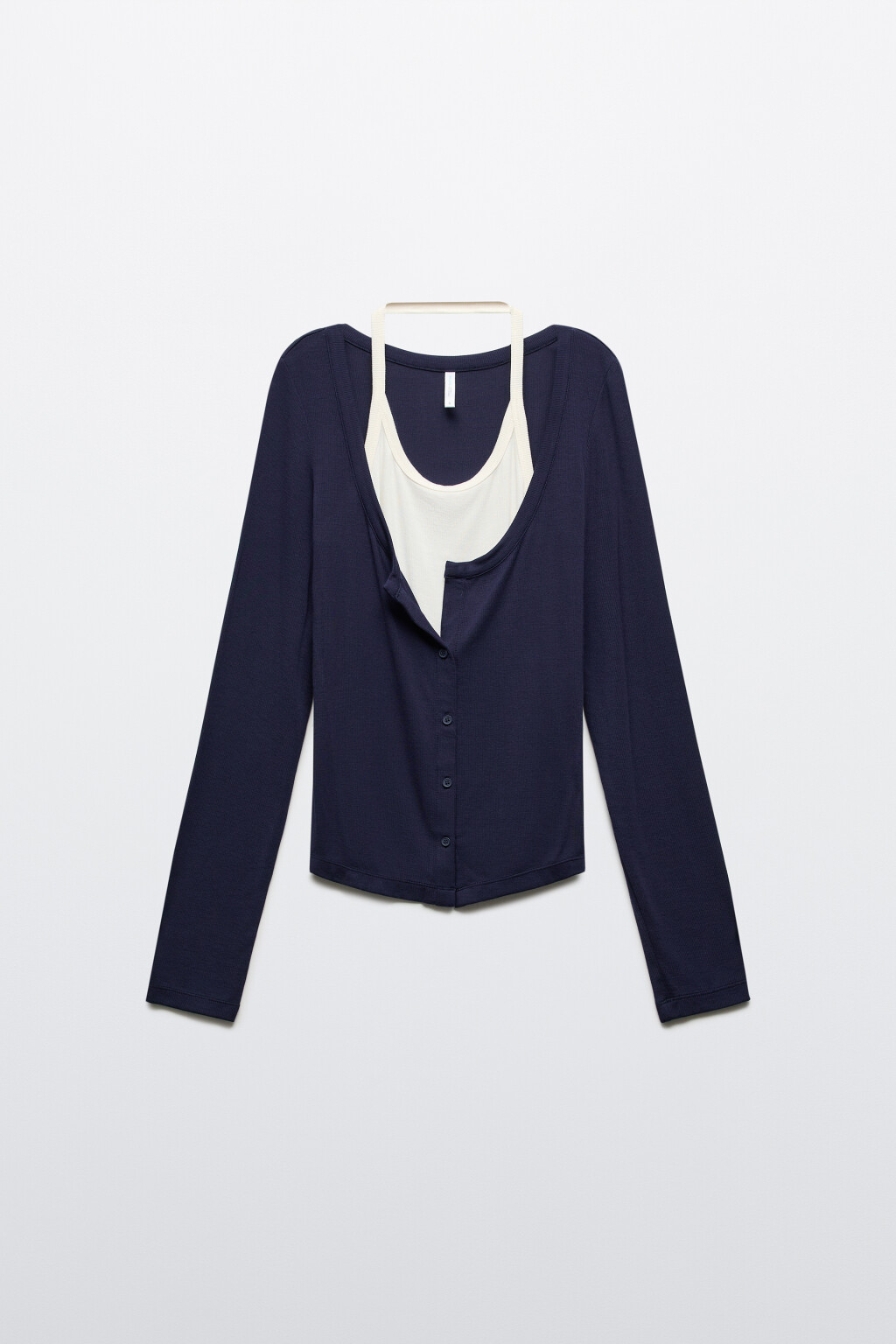 Лонгслив на пуговицах с имитацией майки - цвет синий - 8