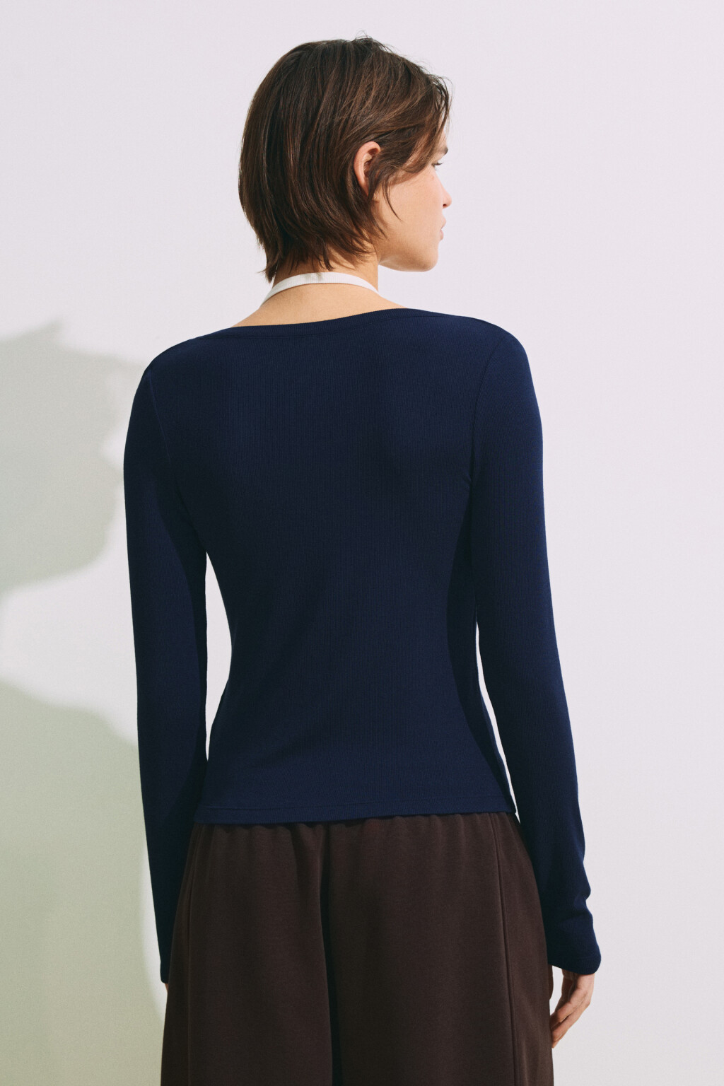 Лонгслив на пуговицах с имитацией майки - цвет синий - 4