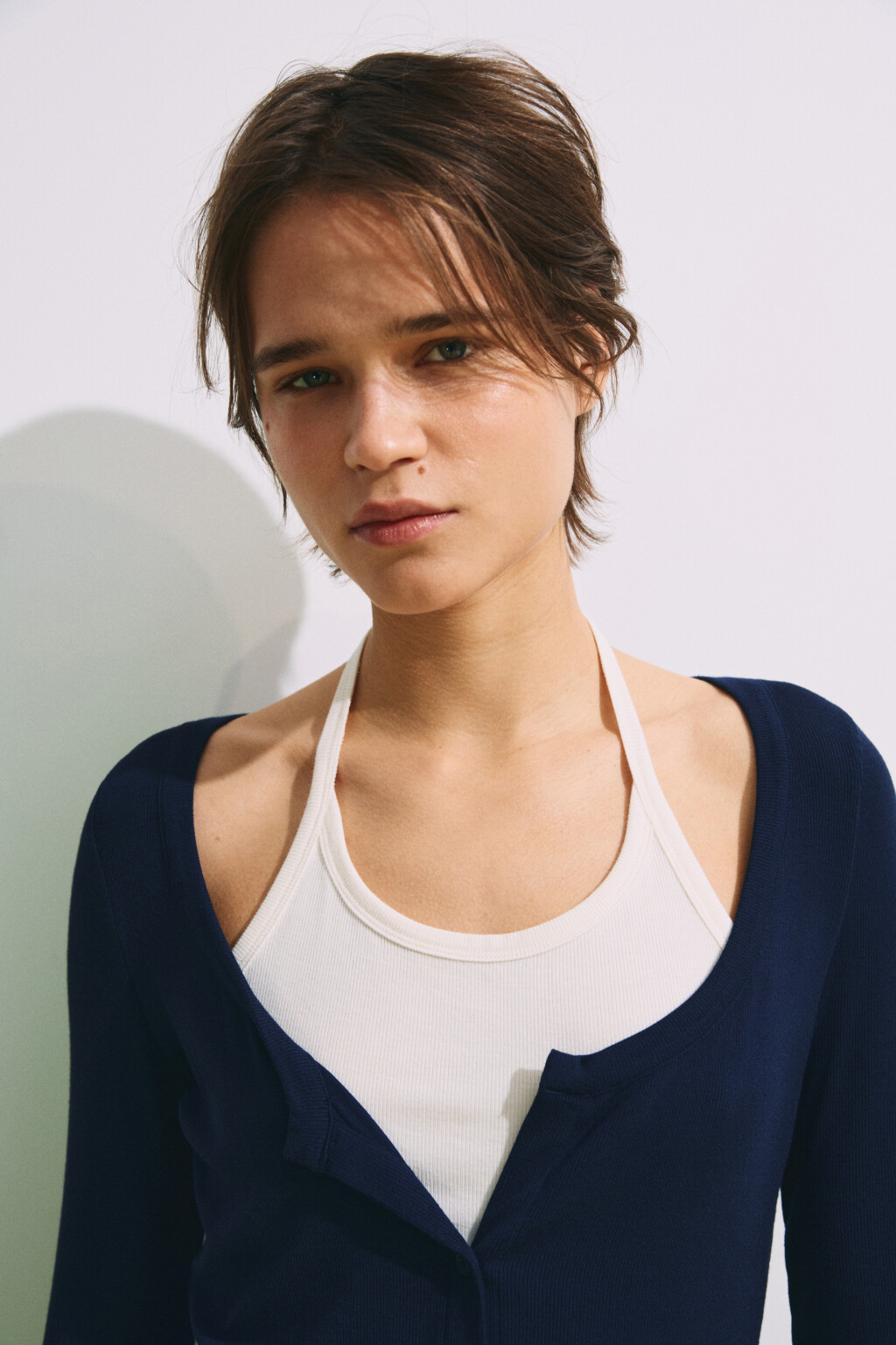 Лонгслив на пуговицах с имитацией майки - цвет синий - 7