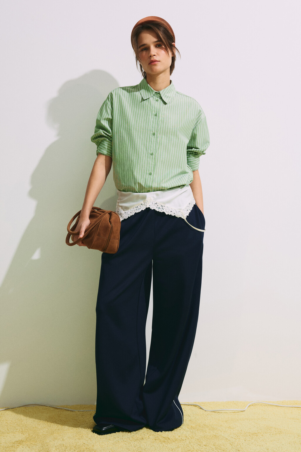 Рубашка oversize в полоску - цвет зеленый - 5