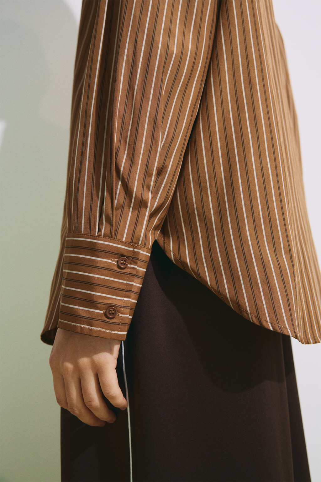 Рубашка oversize в полоску - цвет коричневый - 9