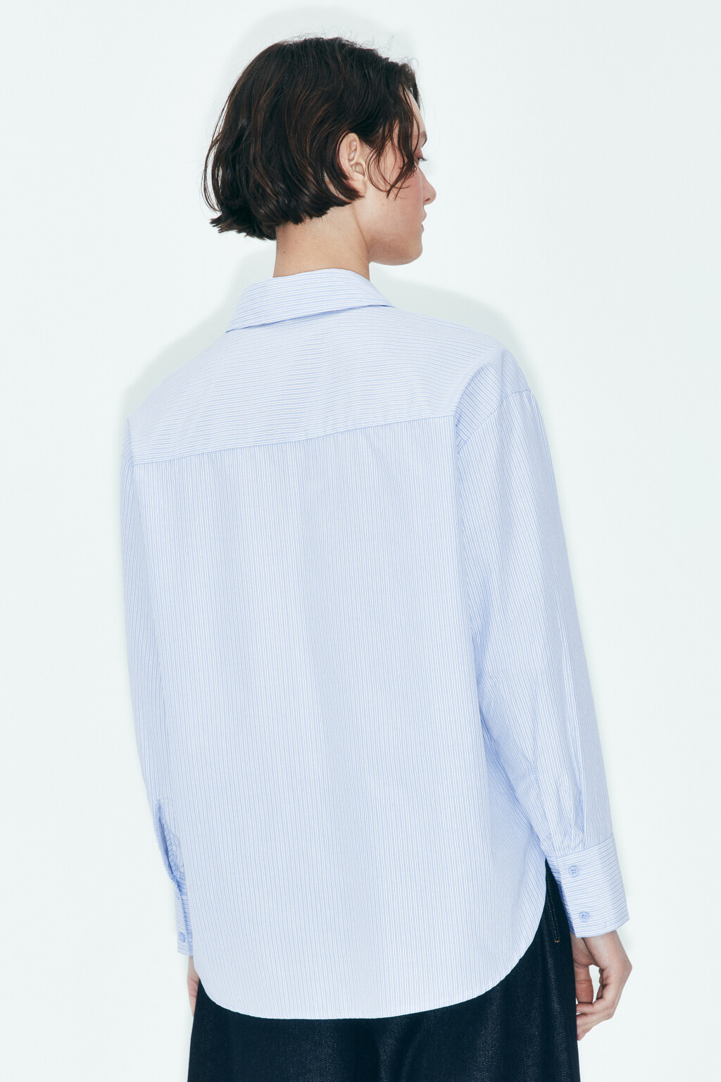 Рубашка oversize в полоску - цвет голубой - 3