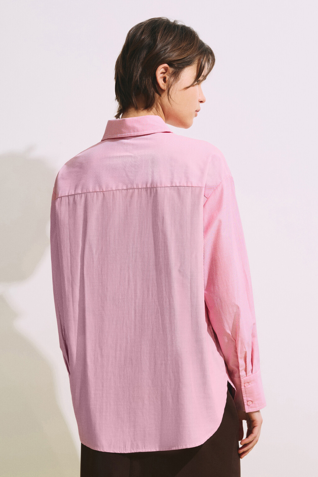 Рубашка oversize в полоску - цвет красный - 3